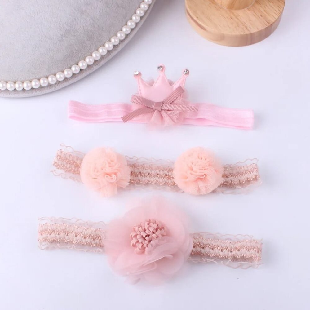 NEW - 3Pcs Set - Flower/Bows Baby Girl Headband - Baby Girls Hair Accessories